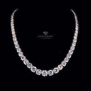51.20ctw. Round Cut Graduated Tennis Necklace, 18k Gold Necklace, Large Diamond Necklace, Unisex Jewelry, Gift for Her & Him, High Jewelry