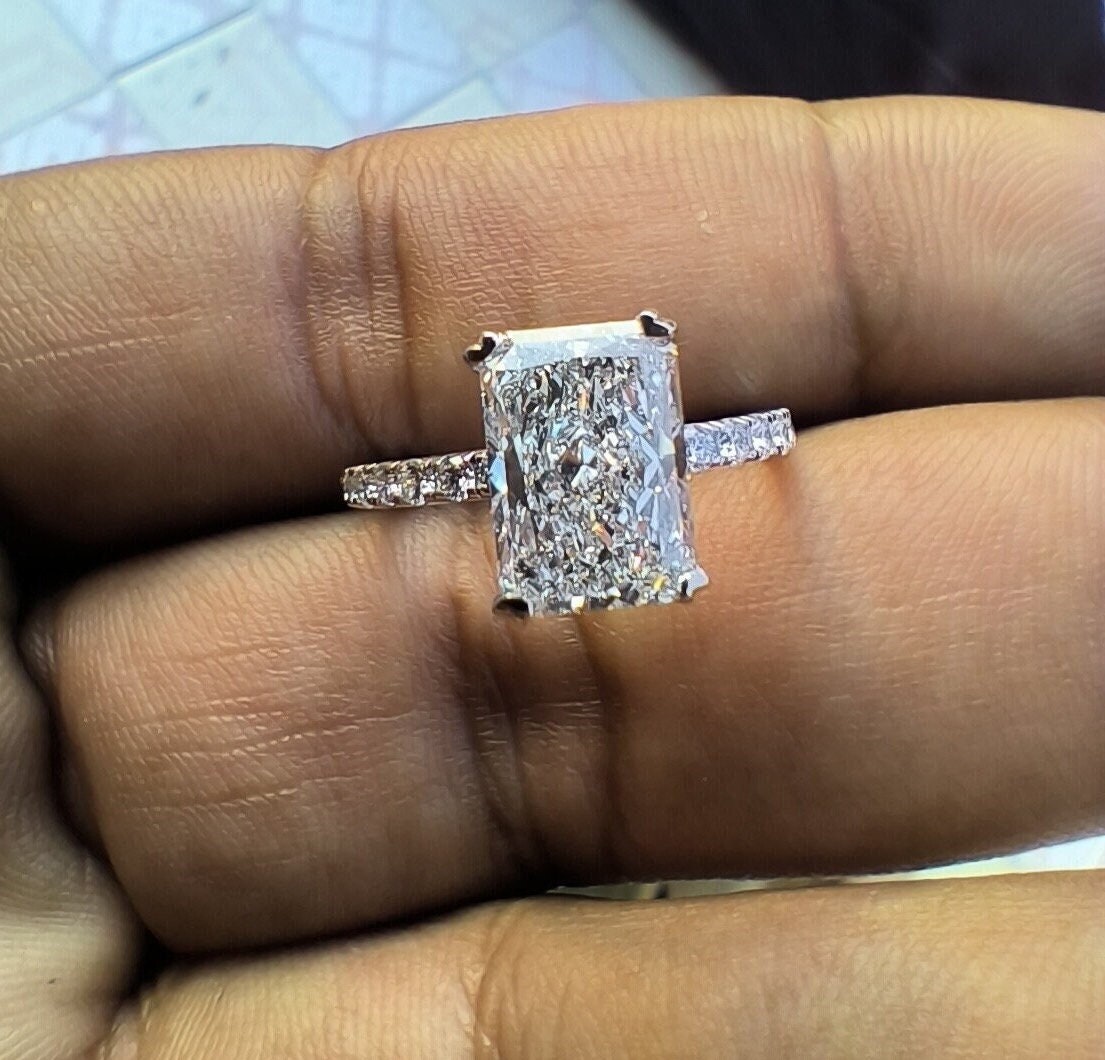 Lab Shay The Shay | Radiant Cut Lab Grown Diamond Engagement Ring | 2.80ctw Pave ...
