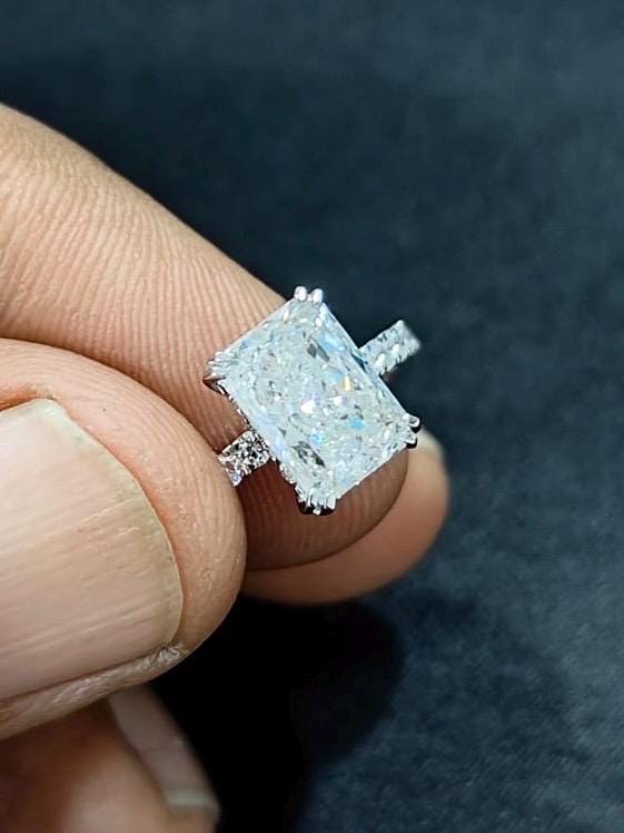 Lab Shay The Shay | Radiant Cut Lab Grown Diamond Engagement Ring | 2.80ctw Pave ...