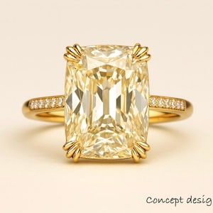 Längliches altes Kissen von Mine Lab Diamond Hellgelb Champagner Antik Style IGI Zertifiziert Bild 5