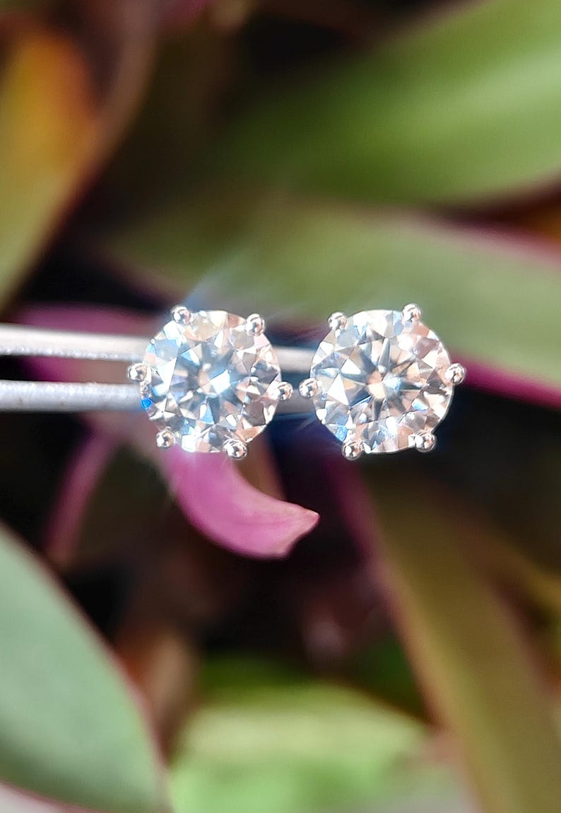Round Lab Diamond Stud Earrings: 0.50–4.00ctw IGI Certified 6 Prong 14k Gold Setting image 10