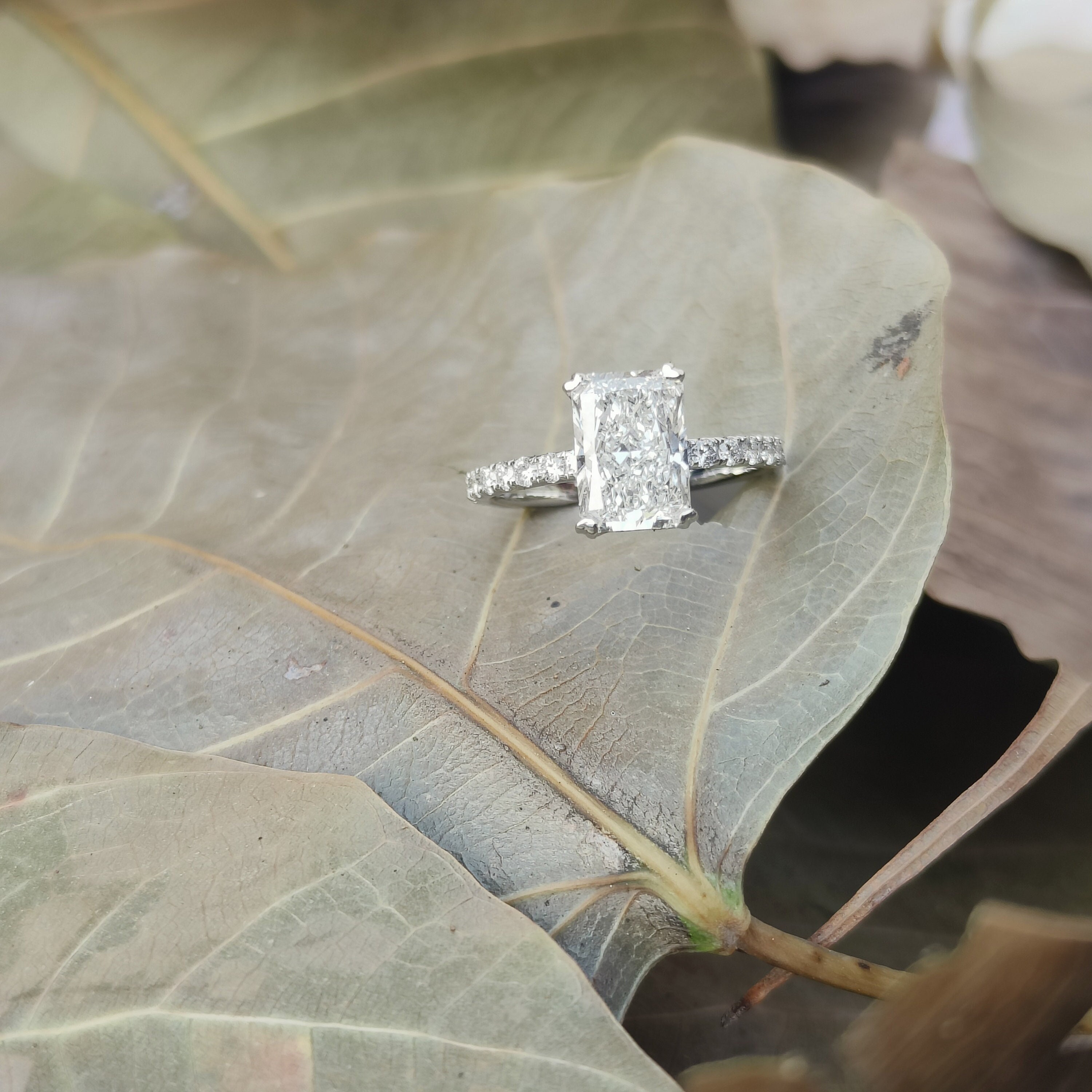 Lab Shay The Shay | Radiant Cut Lab Grown Diamond Engagement Ring | 2.80ctw Pave ...