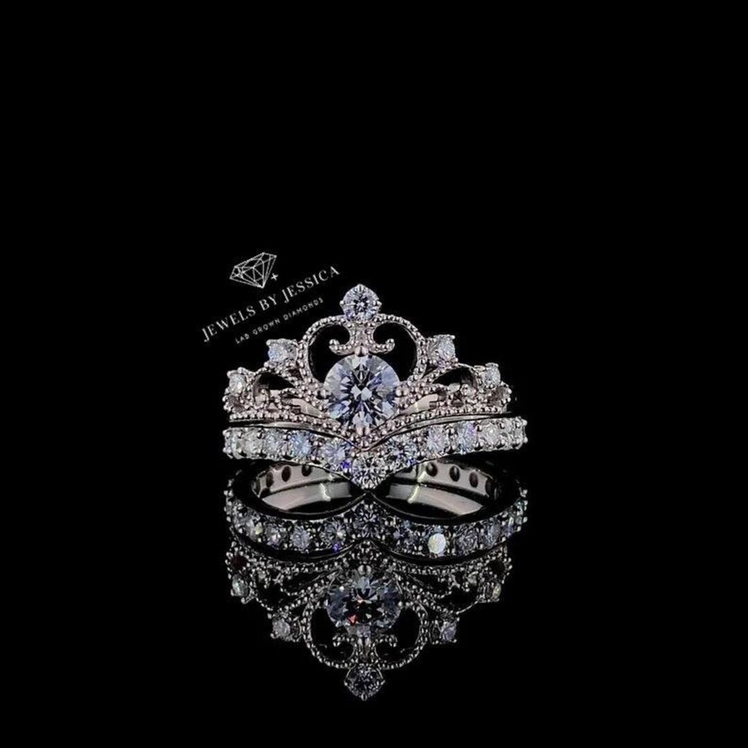 Tiara Setting Ring The Reign | Tiara Bridal Ring Set 2ctw Lab Grown Diamond Engagement ...