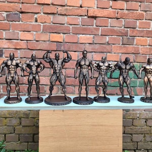 Mr Olympia collection pack - 7 figurines - Arnold,Jay Cutler,Ronnie Coleman,Dorian Yates, Dexter Jackson,Phil Heath,Frank Zane - Bronze