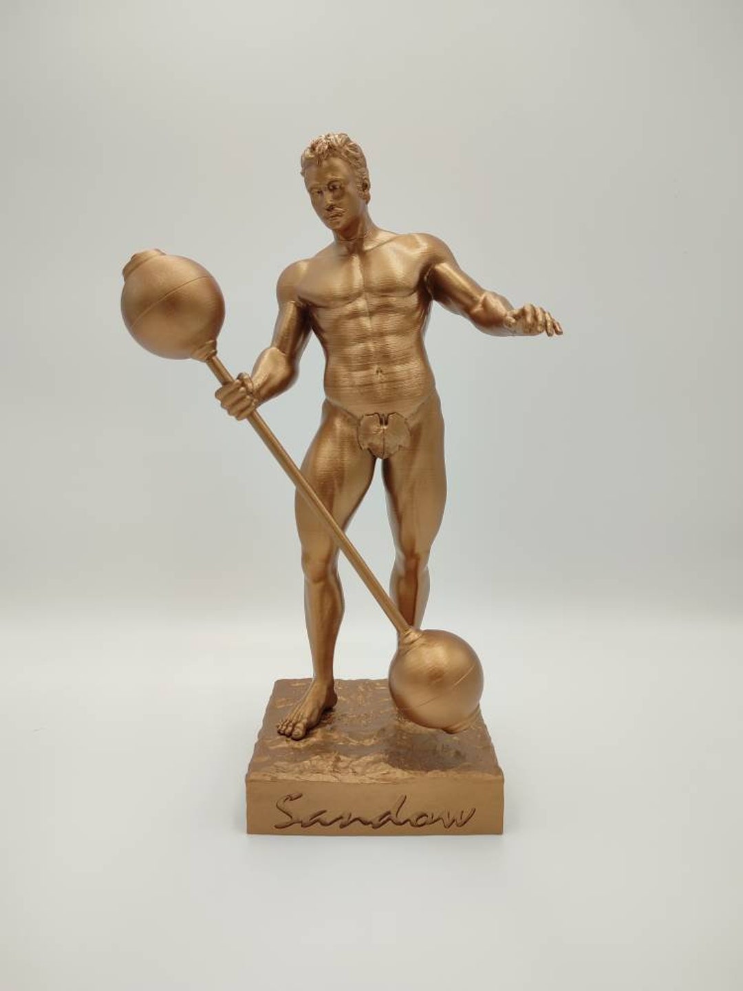 thumbnail image 2 of Sandow 1896 Bodybuilding Statue – Antique Replica By Frederick Pomeroy, Limited Edition Gold 2 of 2