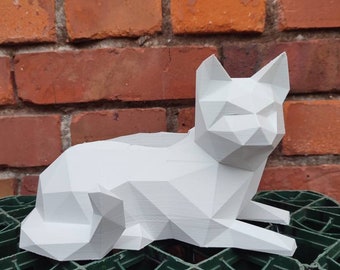 Cat low-poly flowerpot
