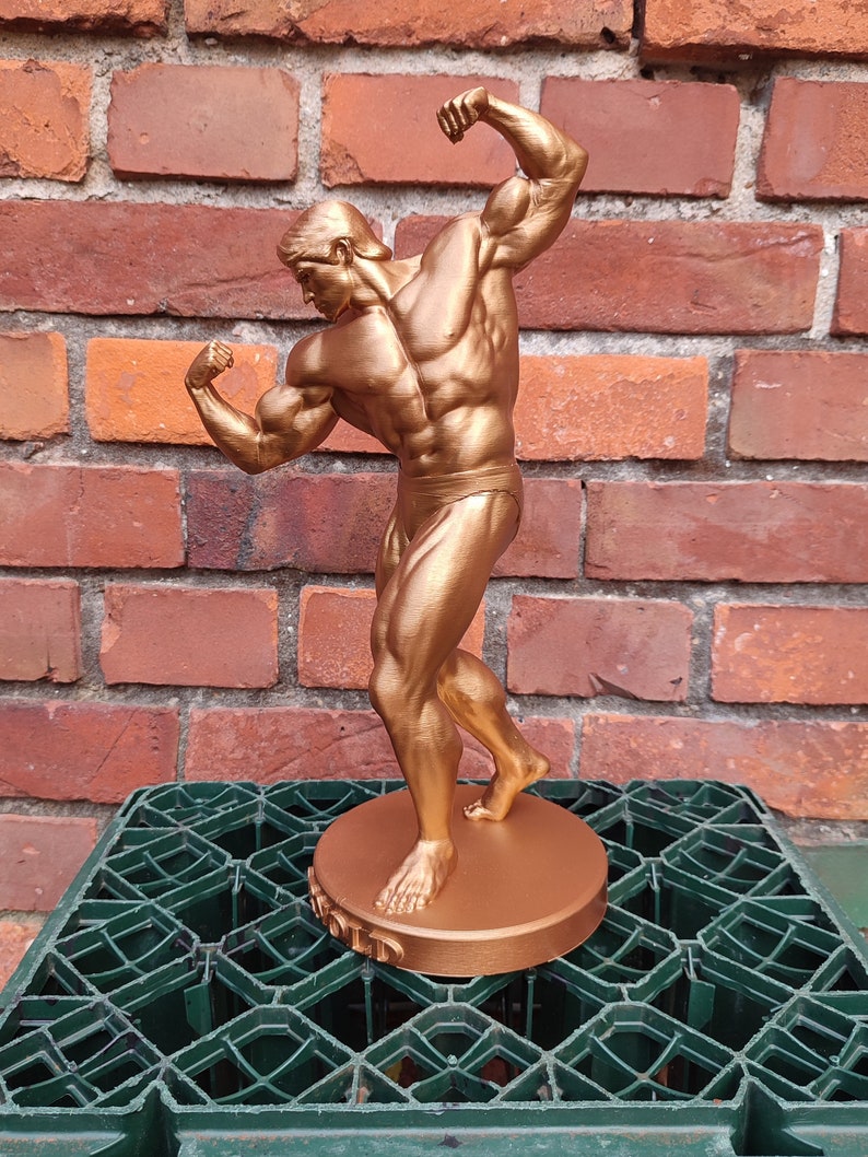 Arnold Schwarzenegger Statue ,,Arnold Classic avec support Hauteur 20/37/55 cm Séance photo bronze Dark Gold