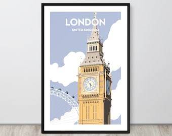 Mi cartel de viaje del Big Ben Londres Reino Unido, impresión del Big Ben Londres Inglaterra, arte de la pared del Big Ben Londres, recuerdo de viaje del Big Ben Londres