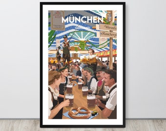 My Munich Germany Oktoberfest Travel Poster, Munich Germany Oktoberfest Print, Munich Germany Oktoberfest Wall Art, Munich Travel Souvenir