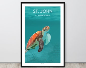 My St John USVI Travel Poster, St John USVI Print, St John USVI Wall Art, St John Travel Souvenir