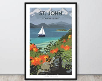 My St John USVI Travel Poster, St John USVI Print, St John USVI Wall Art, St John Travel Souvenir