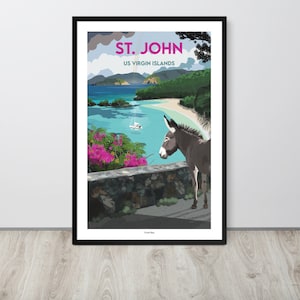 My St John USVI Trunk Bay Travel Poster, St John USVI Print, St John USVI Wall Art, St John Travel Souvenir