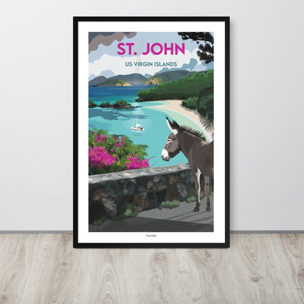 My St John USVI Trunk Bay Travel Poster, St John USVI Print, St John USVI Wall Art, St John Travel Souvenir