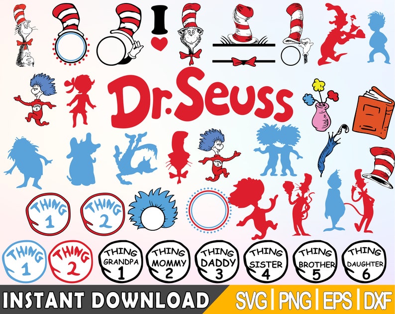 35 Designs Dr Seuss Svg Layered Item Dr. Seuss Cat in the - Etsy