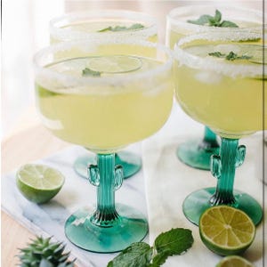 Bicchieri da Margarita Libbey Cactus Stem - Set da 6 - Vetro trasparente e verde - 473 ml - Menta. Festa. Fiesta.