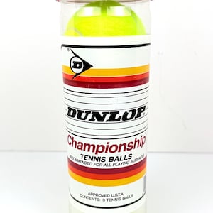 Balles de tennis Dunlop Championship jaunes vintage, boîtes de 3 sous vide