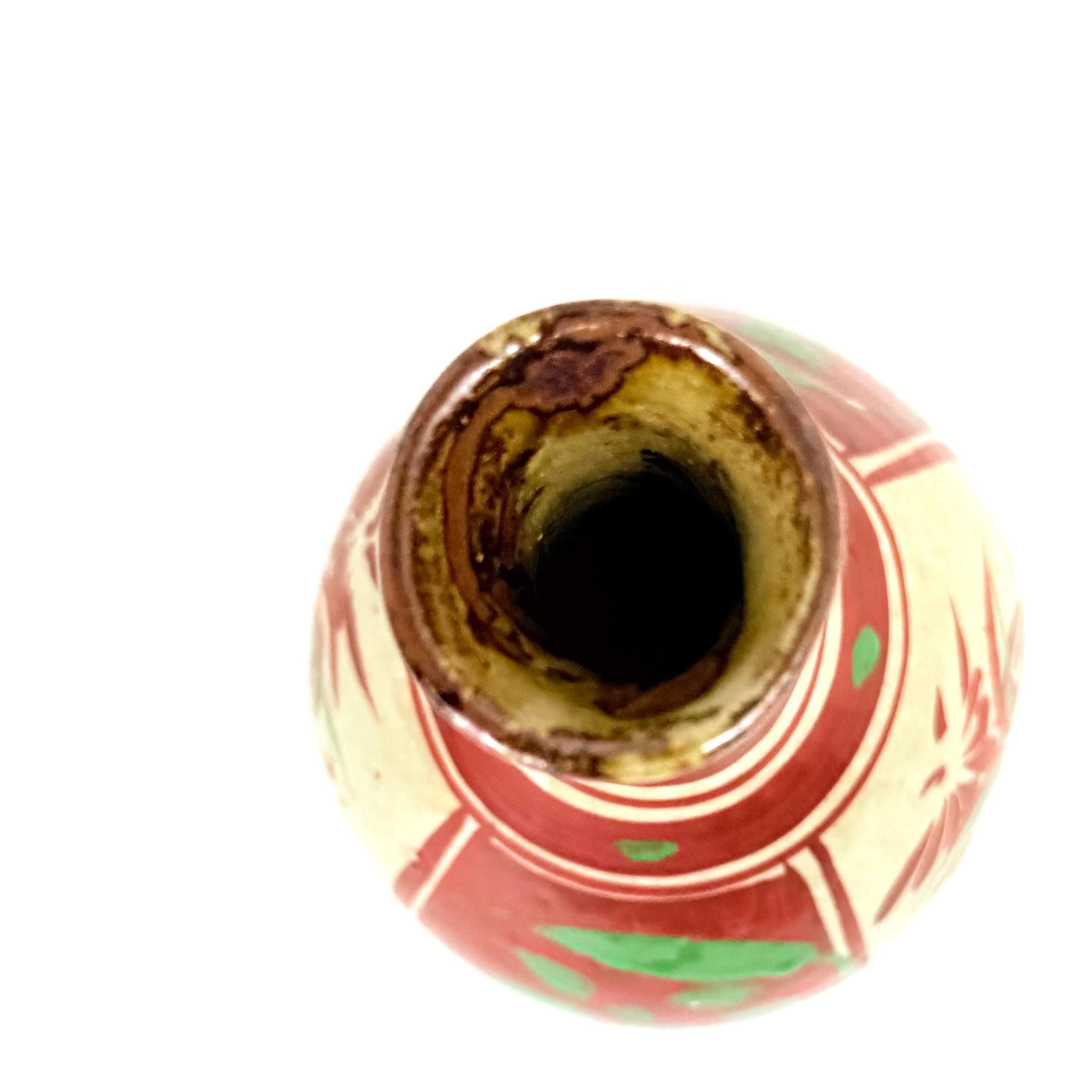 ヴィンテージ沖縄壺屋焼花瓶：五彩焼、手描き7.5インチ - Etsy 日本