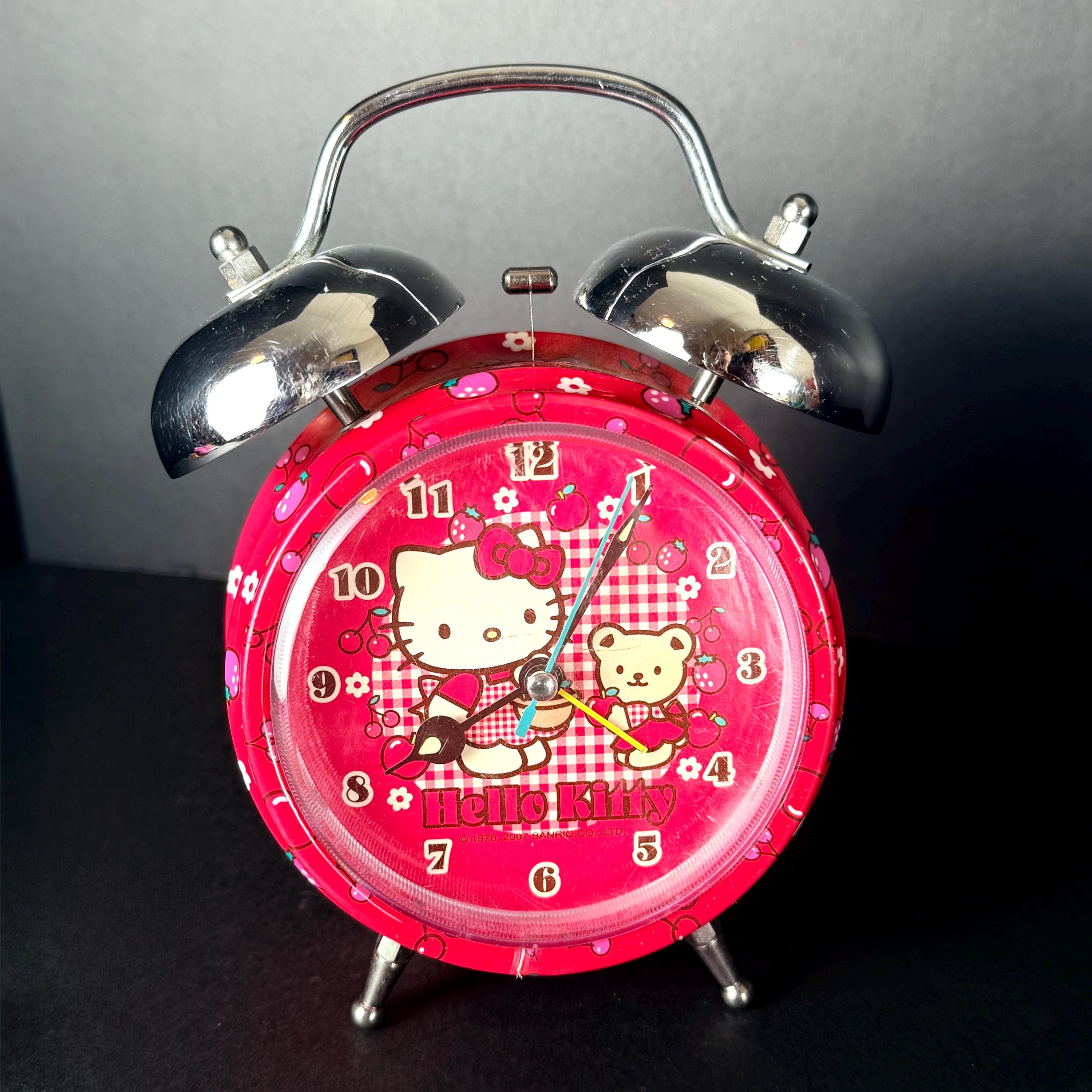 Retro Hello Kitty Alarm Clock Sanrio Red Gingham Working Alarm