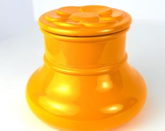 Vintage Verrerie Du Gier Canister: Sunflower Daisy Pop Art Glass Jar