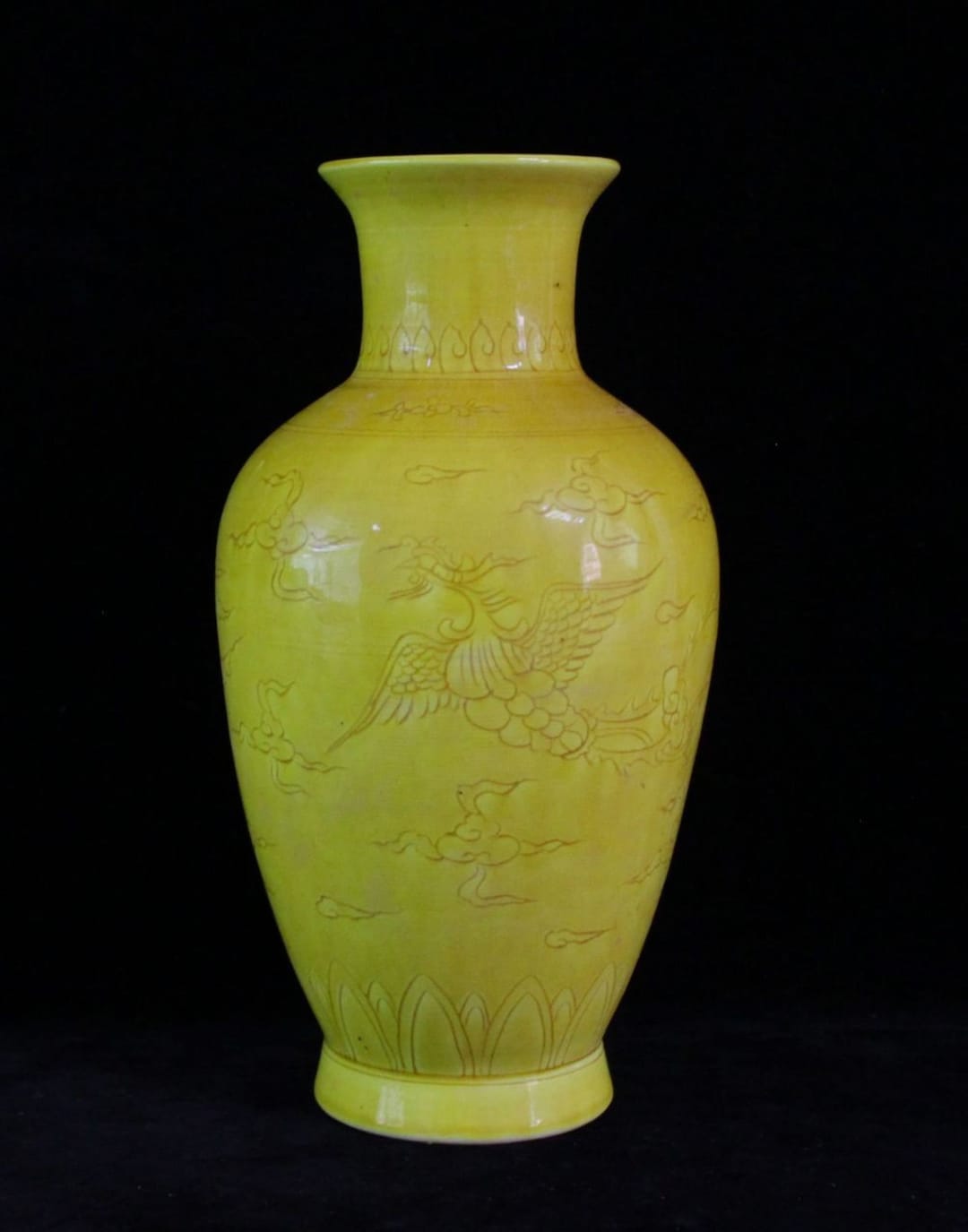 Chinese Ancient Yellow Porcelain Vase Hand Painting Phoenix Etsy
