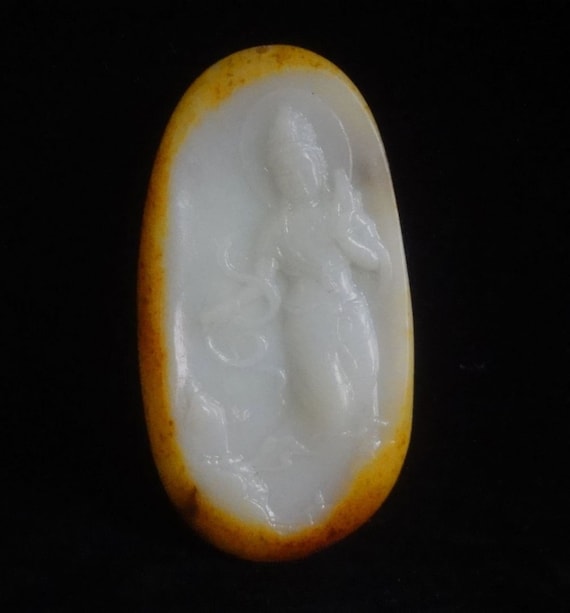 Fine Old Chinese Hand Carving Buddha Yellow White 
