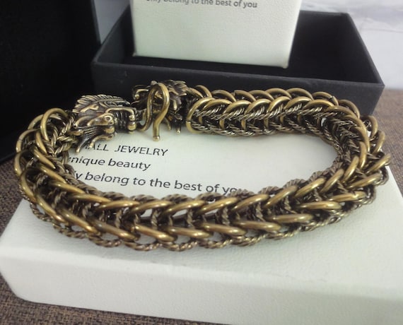 Antiqued Solid Brass Two Dragons Figurine Statues… - image 6