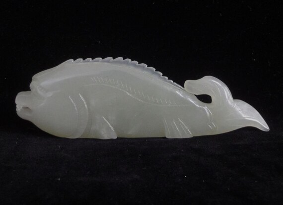 Rare Fine Old Chinese Hand Carving Whale Statue N… - image 1