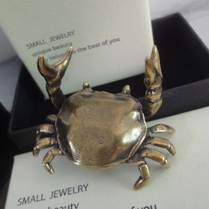Retro Solid Brass Sculpture Crab Statue Figurine Pen Rest Stand with Gift Box