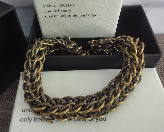 Antiqued Solid Brass Two Dragons Figurine Statues… - image 7