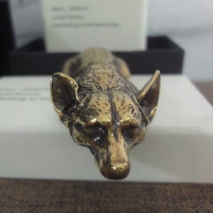 Antiqued Solid Brass Corgi Dog Animal Statue Figurine with Gift Box