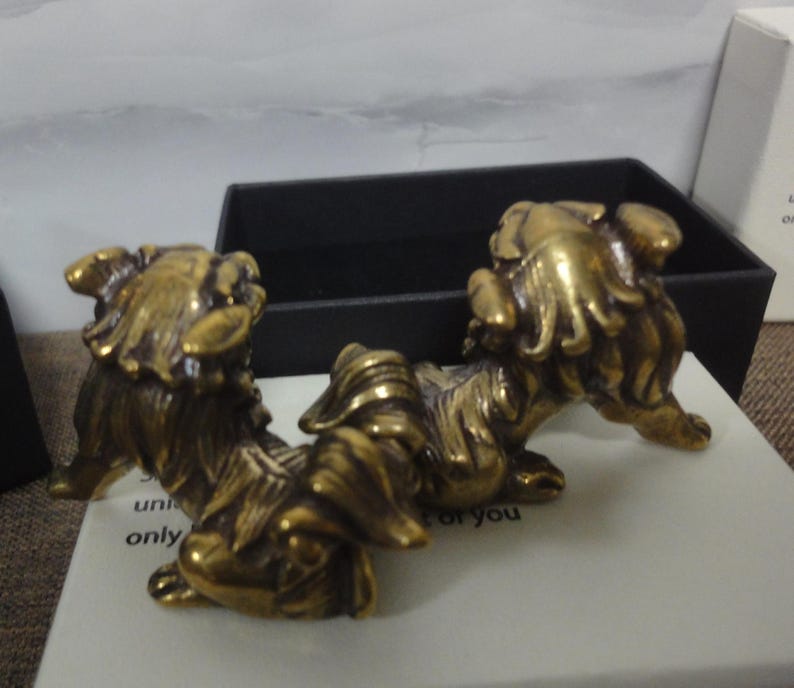 Pair of Retro Solid Brass Lion Statues Figurines: Home Ornament - Etsy ...