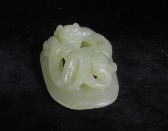 Rare Old Chinese Hand Carving Ancient Dragon Stat… - image 4