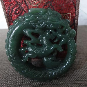 Add A Touch Of Tradition With This Vintage Chinese Carved Bead – Yellow Jade, Double Shou Dragon, 12mm!
