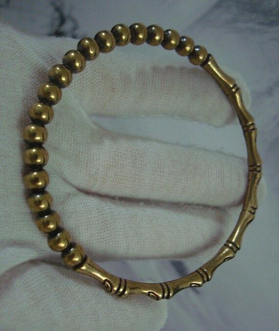 Retro Large Solid Brass Handmade Bamboo Joint wit… - image 7