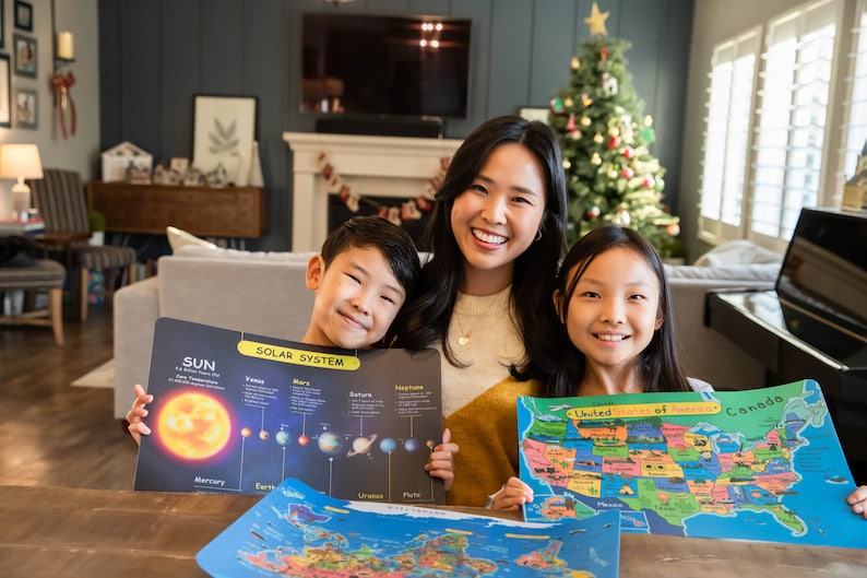 Kids Learning Placemats 4 Wipe Clean Mats Markers and Eraser Etsy