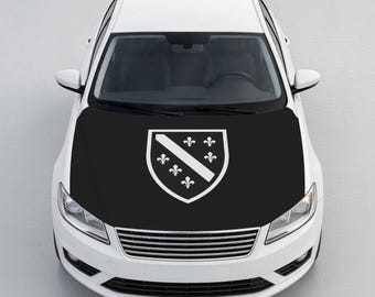 Housse de capot de voiture avec drapeau de la Bosnie-Herzégovine, protection de capot de véhicule patriotique pour berline de camion SUV, cadeau d'accessoire automobile Balkan Pride.