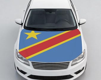 Housse de capot de voiture drapeau RD Congo, protecteur de capot République démocratique du Congo, housse de capot auto patriotique, cadeau coupe universelle pour homme