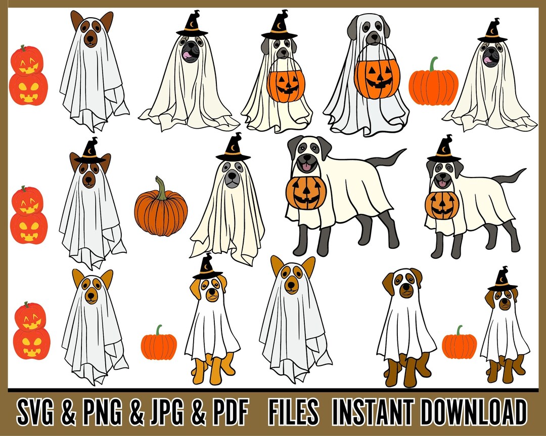 Ghost Dog Retro Spooky Season Svg, Ghost Dog Halloween Svg, Dog ...
