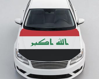 Housse de capot de voiture drapeau irakien, Protecteur de capot drapeau irakien, Housse de capot auto patriotique, accessoire de voiture universel, cadeau pour homme