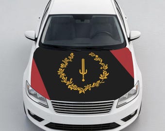 Housse de capot de voiture noire avec drapeau du patrimoine américain - Protecteur de capot de véhicule Afro American Pride