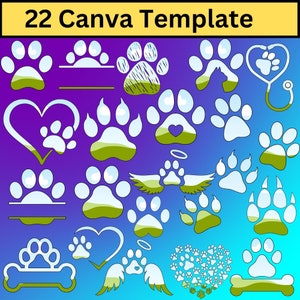Canva Frame Paw  Add Your Own Pattern Paw Print, Create Digital Design Elements CANVA, Easy Drag and Drop Photo or Patterns