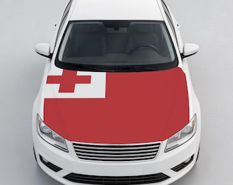 Housse de capot de voiture représentant le drapeau des Tonga, Protecteur de capot de véhicule patriotique des Tonga, Accessoire de voiture Tonga pour voitures et VUS
