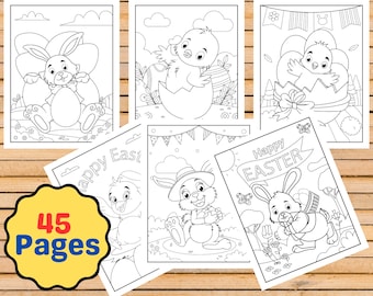 Easter Activities | Easter Coloring Pages Pdf | Easter Egg | Printable Coloring Book | Easter Bunnies | Easter Coloring Book Pages45 Pages