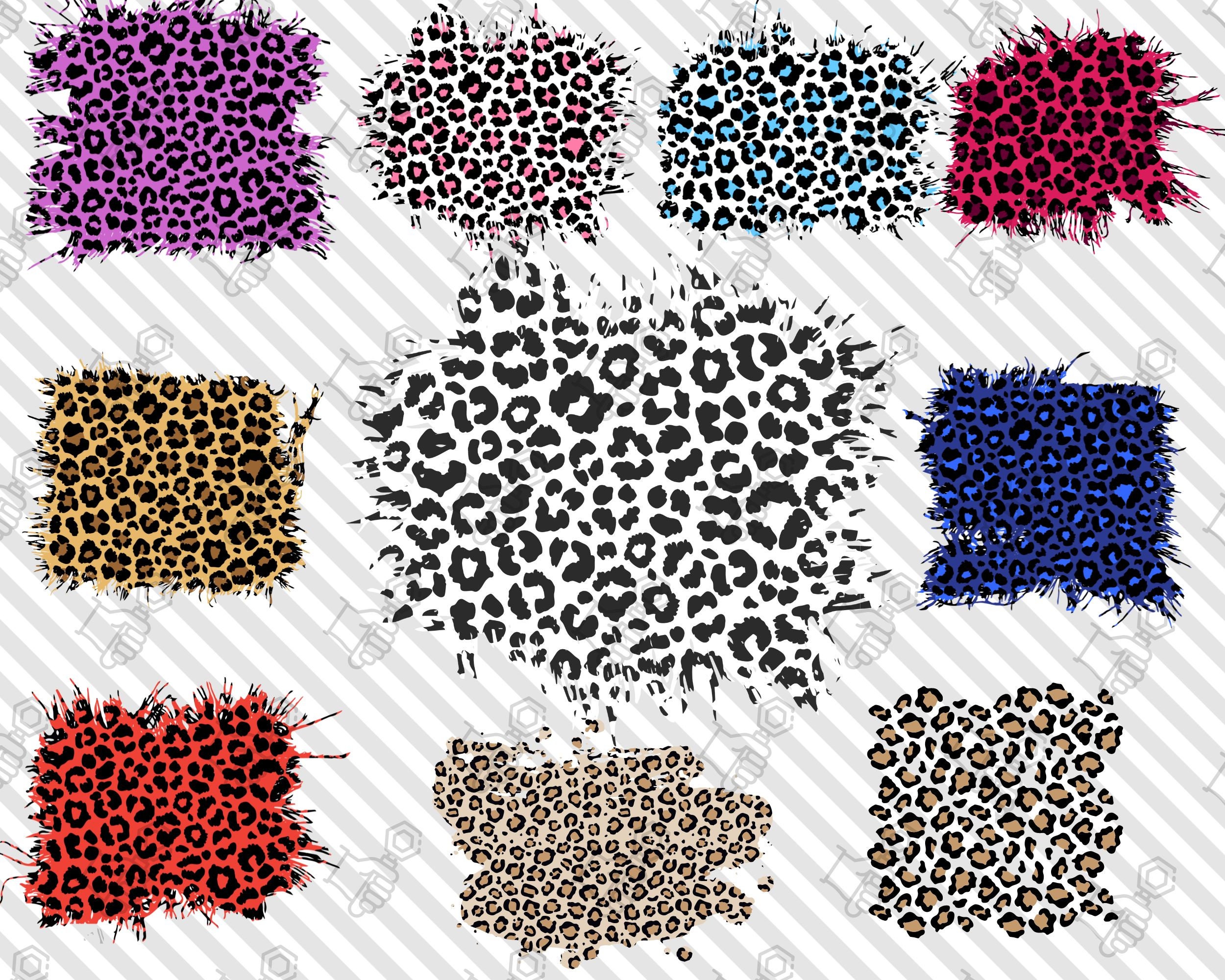 10X BUNDLE Distressed Leopard Print Patches PNG, Leopard Patch ...
