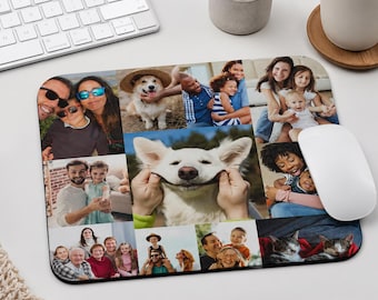 Mousepad com colagem de fotos | Fotos personalizadas da família e dos animais de estimação