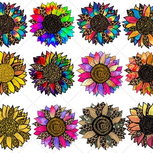 Sunflower Png, Colorful Sunflower Sublimation Designs Bright Flower Instant, PNG Digital Download
