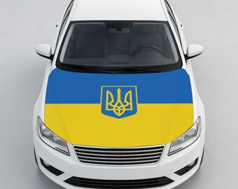 Housse de capot de voiture drapeau ukrainien, Trident de protection de capot ukrainien, Accessoire véhicule pour voitures et SUV