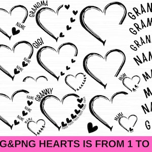 Custom Heart Grandkid Name Svg - Mother Mimi Clipart Silhouette- Personalized Mama Cricut Design Vector Bundle - Cut Plotter