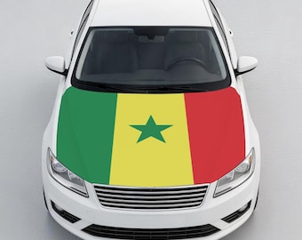 Housse de capot de voiture drapeau sénégalais, protecteur de capot drapeau sénégalais, housse de capot auto patriotique, accessoire de voiture universel, cadeau pour homme