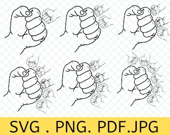 Father's Day Fist Bump Set, Father's Day Design, Baby Toddler Kid Dad Fist Bump SVG, customized name,Digital download Cut files, Family SVG